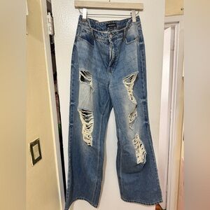 Prosperity Distressed Wide-Leg Jeans – Size 33